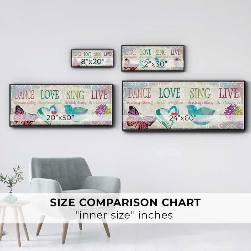Dance Love Sing - toile encadrée, H 20 po x l 50 po