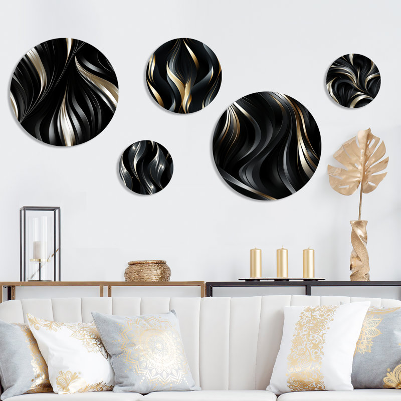 Connall - ensemble d'art mural rond abstrait glamour de 5