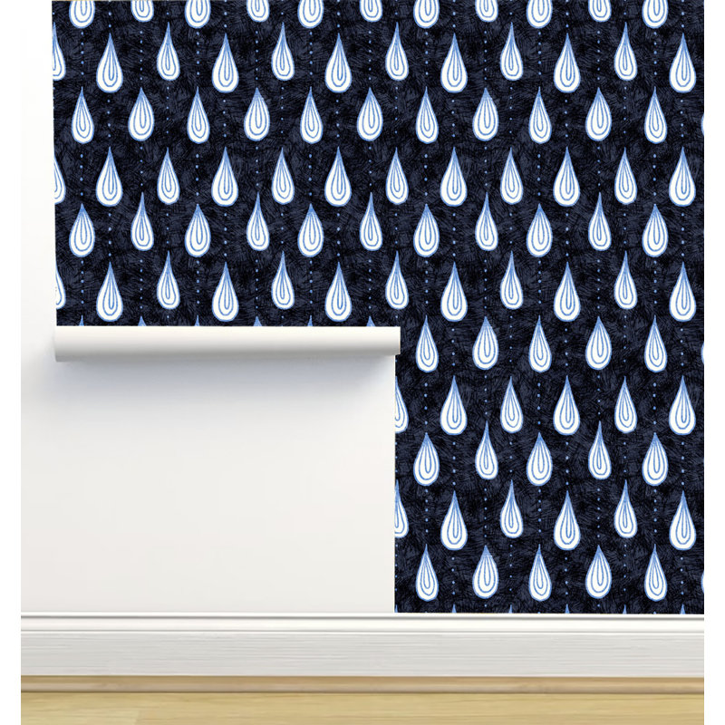 Rouleau de papier peint autocollant L 12 pi x 2 pi Amy Mac Ready Designs, Bleu marine
