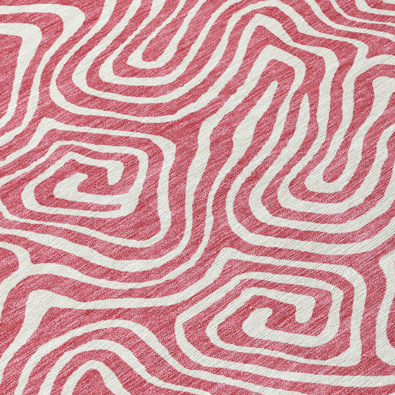 Raya Pink Washable Indoor-Outdoor Rug - , 2'3" x 7'6"