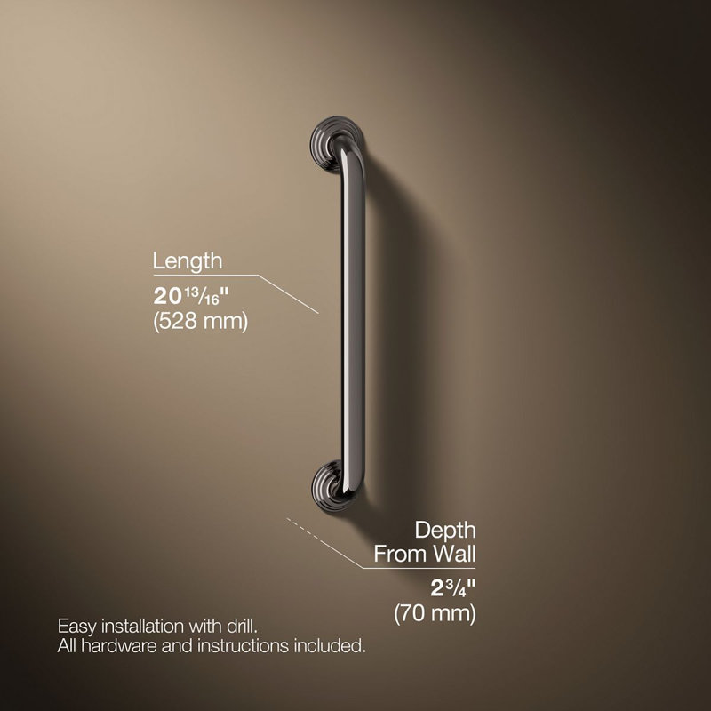 Traditional Grab Bar, Vibrant Titanium, 18"W