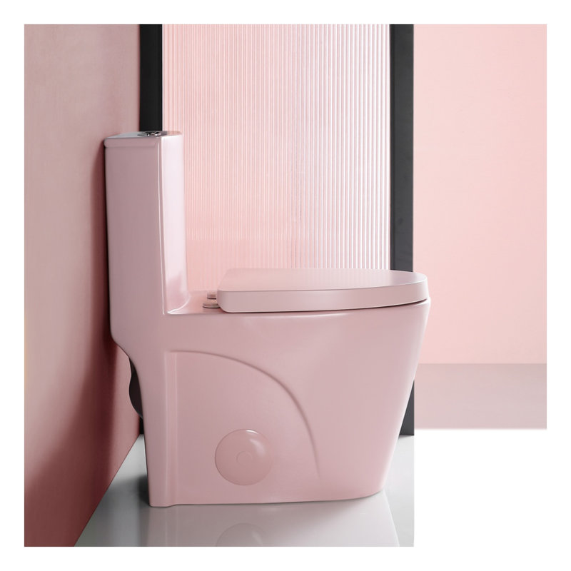 Toilette allongée une pièce à double chasse avec siège à fermeture en douceur Rose Rose, Rose rose