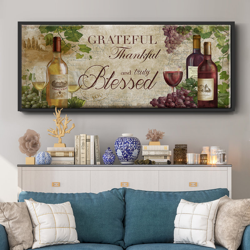 Grateful Wine - toile encadrée, H 20 po x l 50 po