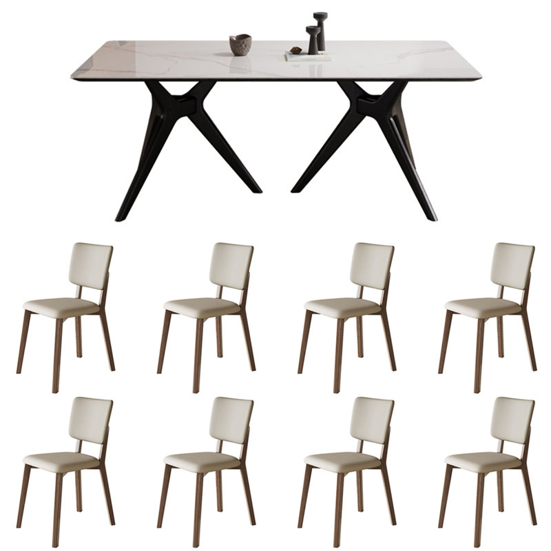 Ensemble de table de salle à manger de luxe européen à lumière simple, H 29,5 po x L 86,6 po x l 35,4 po