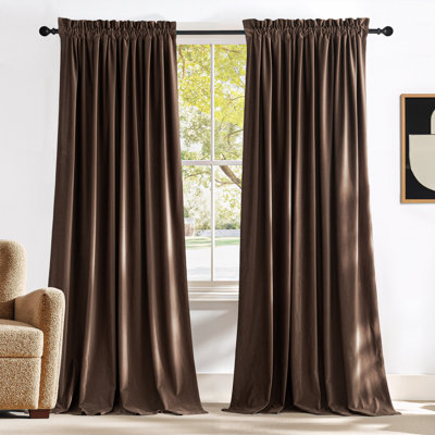 Velvet Curtains Thermal Insulated Sound Reducing Heavy Matt Heat & Chill Resistant Drapes for Home Decoration, 2 Panel