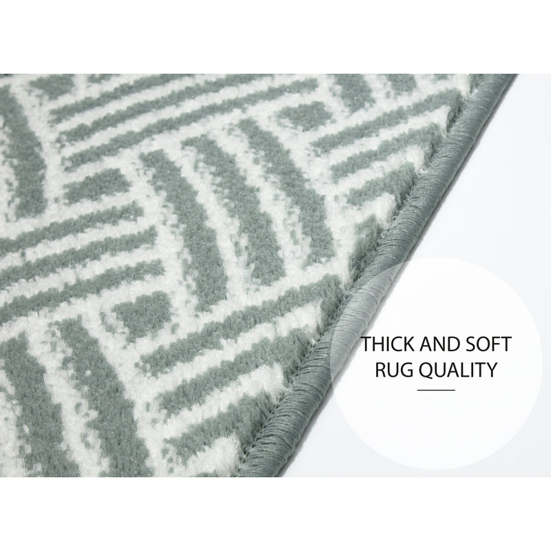 tapis d'escalier doux et vibrant en treillis Alexandre, Bleu sarcelle