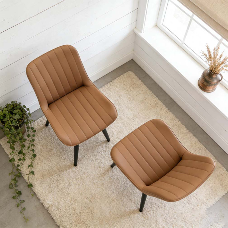 Ensemble de chaise de salle à manger moderne et minimaliste, 2, Brun