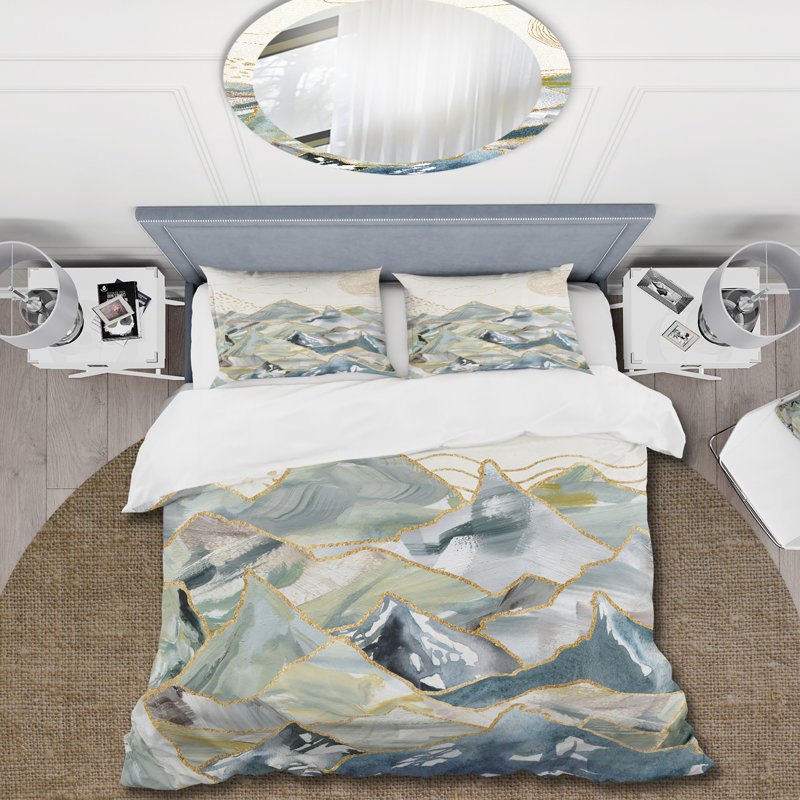 Ensemble de housse de couette moderne en polyester microfibre Minimalistic Gouache Landscape I
