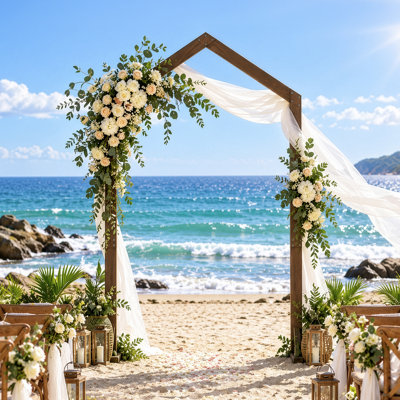 Arche de mariage Winado en bois massif de 2,13 m (7 pi) à pointe, idéale pour les cérémonies et les fêtes.
