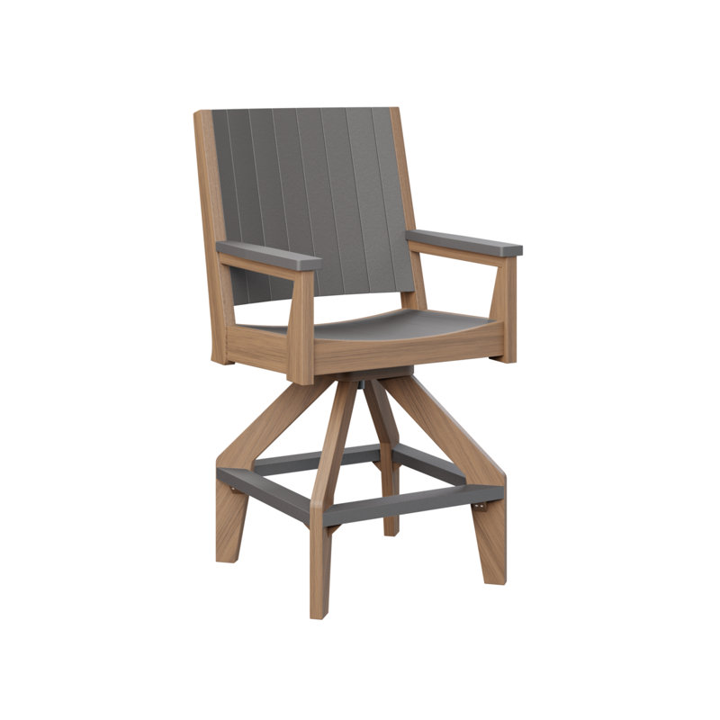Mayhew Outdoor Bar Stool, Smoke Gray, Antique Mahogany