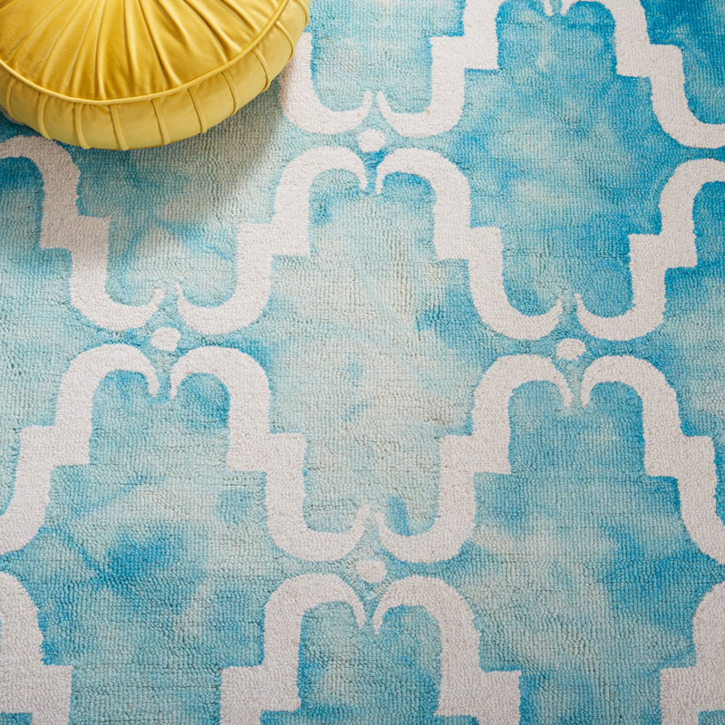 Dip Dye Hand Tufted Wool Geometric Rug, Runner 2'3" x 6'