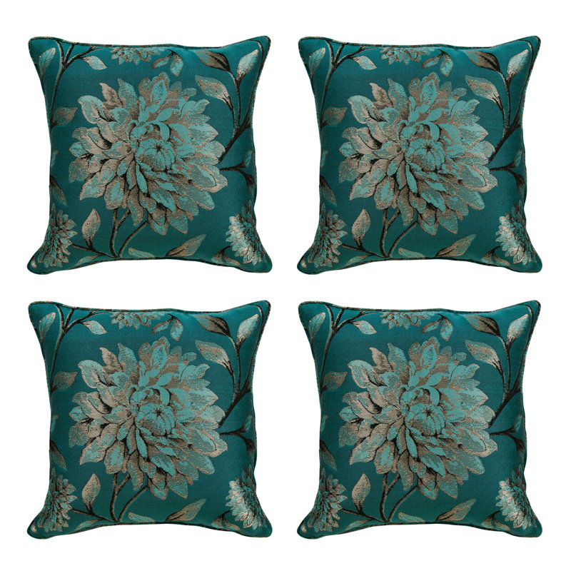 Doggett Floral Square Cushion, Teal
