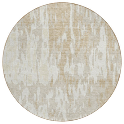 Tapis extérieur rond lavable beige et ivoire Fagundes