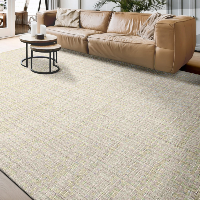 Tapis ivoire noué à la main, Rectangle 8 pi x 10 pi