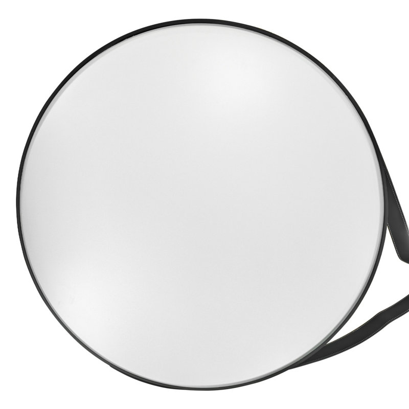 28'' Round Coastal Wall Mirror Brushed Black Aluminum Frame, 27.56" x 27.56", Black