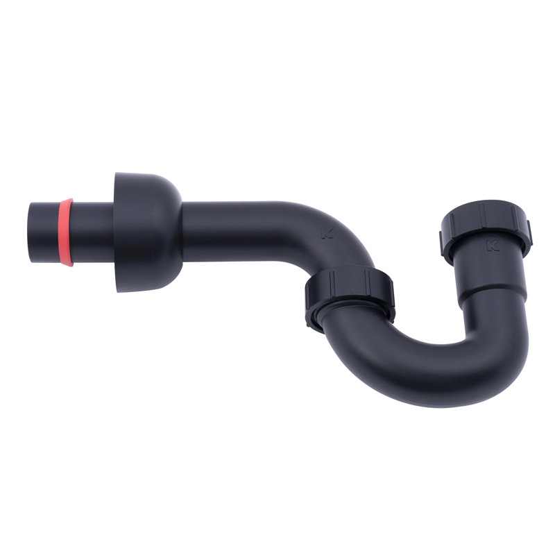 Siphon en plastique décoratif de 1-1 / 2 po ou 1-1 / 4 po x 1-1 / 2 po, Noir mat