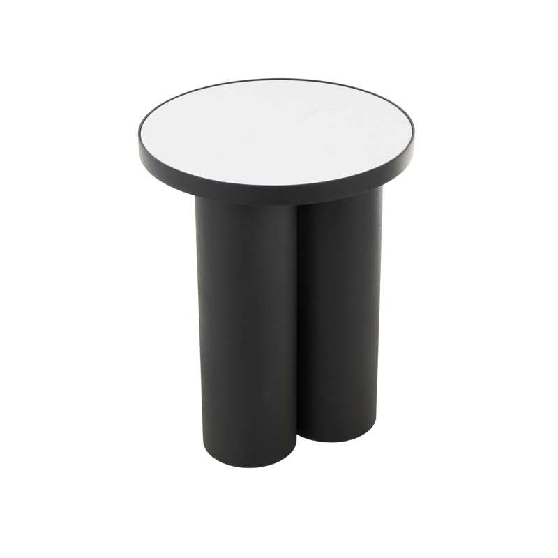 Cole And Grey Side End Accent Table With White Marble Tabletop