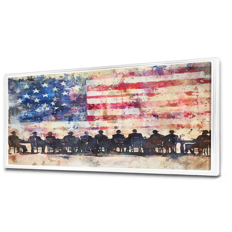 Lakina - Patriotiste américain, art mural, H 28 po x l 60 po, Impression encadrée flottante, Blanc
