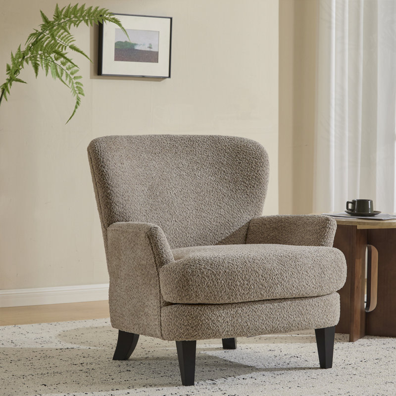 Fauteuil club rembourré Fleckenstein Boucle, Marron clair