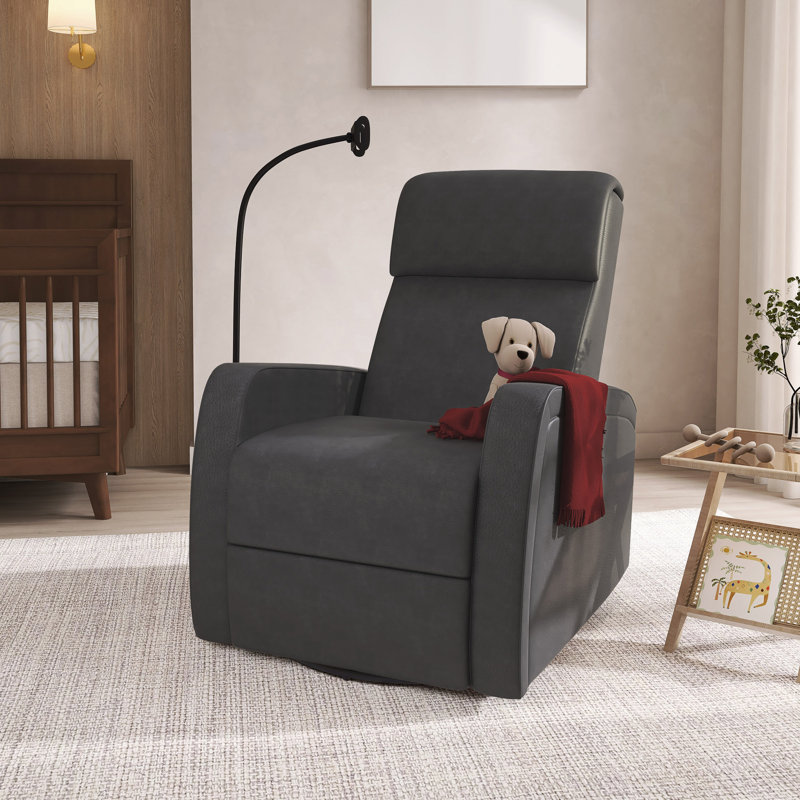 Evolur Maverick Power Recline Glider With Device Holder, Gray