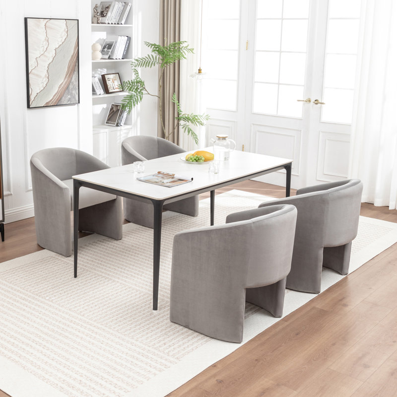 Halley Velvet Upholstered Dining Chair, Gray