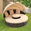 KD Rattan Round Lounge With Canopy Bali Canopy Bed Outdoor, Wicker Outdoor Sofa Bed With Lift Coffee Table-1046835202