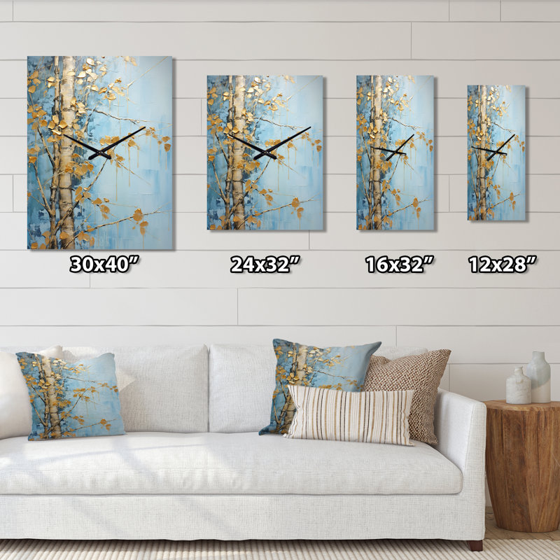 Horloge murale en bambou bleu et doré Zen Moment VI, Grand