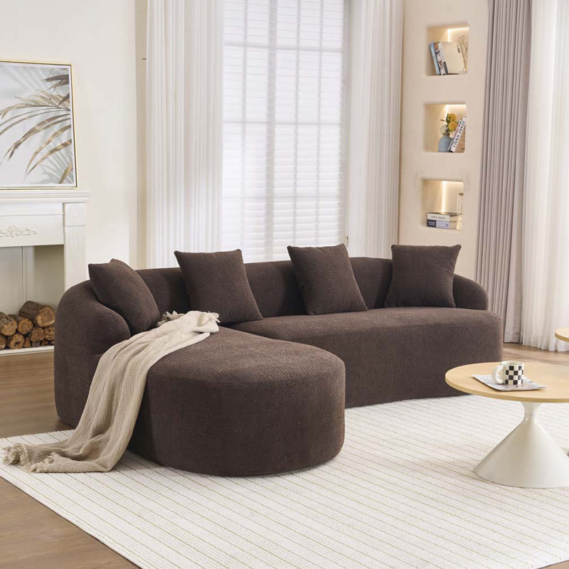 Canapé modulaire en L Chenille, Brun