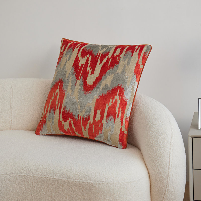 Housse de coussin réversible en velours abstrait, Rouge / Beige