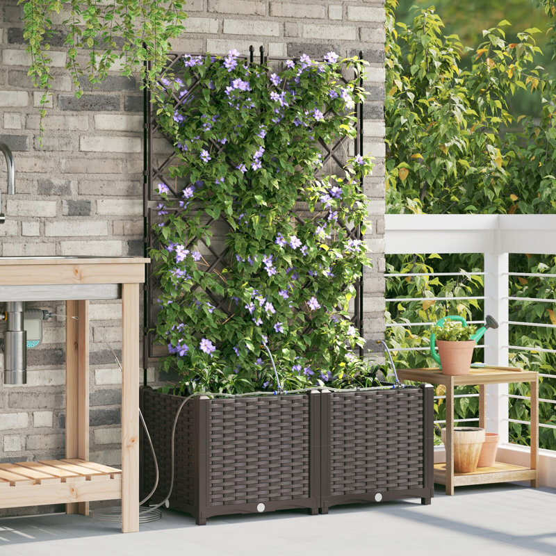 Garden Planter Plastic Resin Planters, Brown, 142cm H x80cm W x 39cm D
