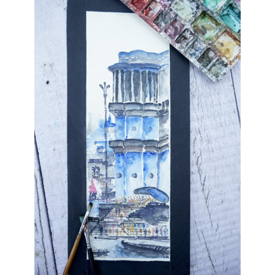Banaras Ghat | Aquarelle sur papier | Peinture de Shiva Pandey