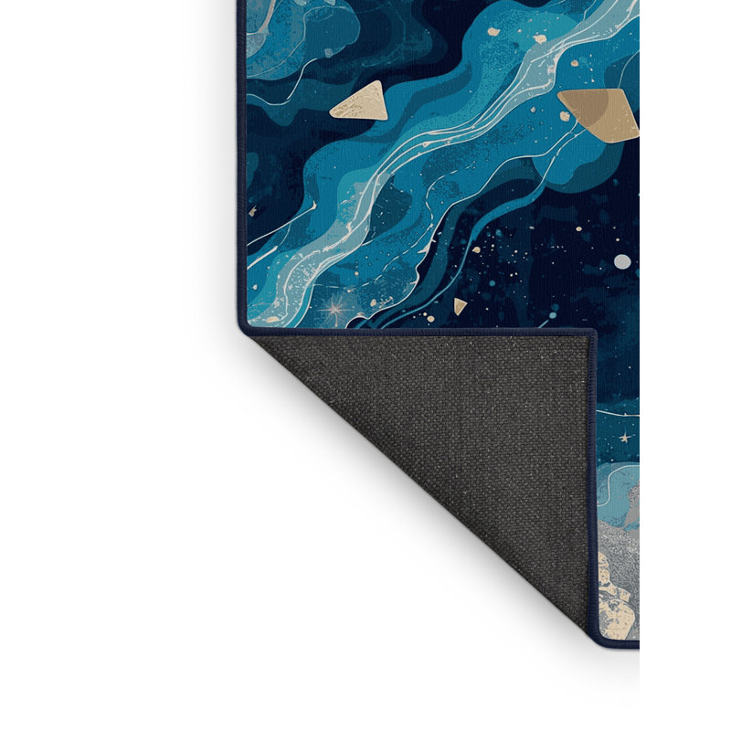 Tapis moelleux et moelleux à motif abstrait bleu marine et luxueux Prompton, 8 x 12