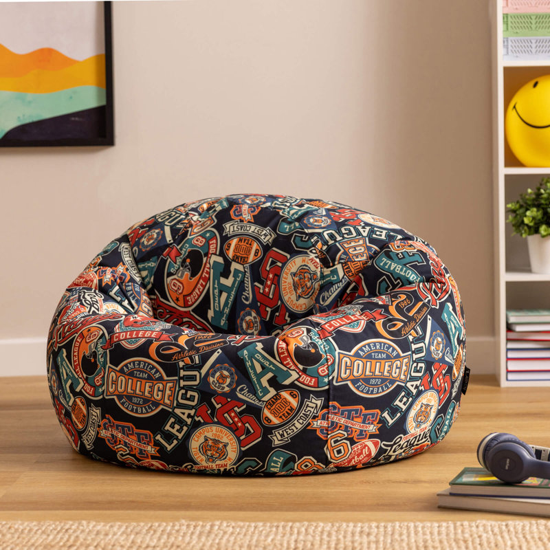 Kids Varsity Footstool Print Classic Bean Bag, Multicolour