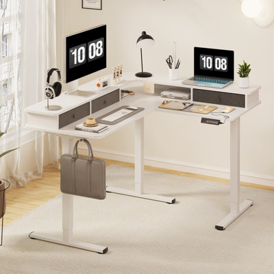 Electric Standing Desk Adjustable Height Desk with Two-Piece Tabletop