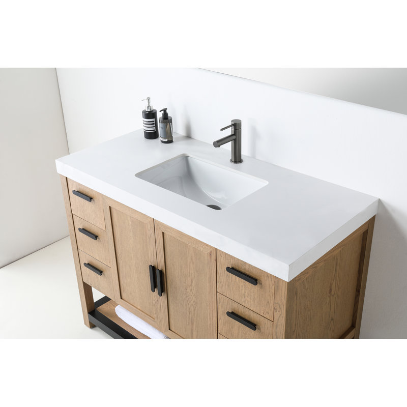 Winchester 48” W Single Vanity, White, Pecan Oak