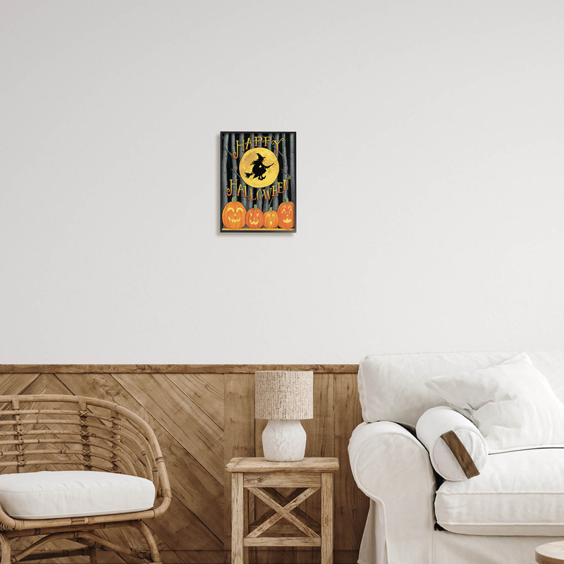 Joyeuse Halloween, sorcière de la forêt, AT-169, Giclée encadrée noir minuit, H 14 po x l 11 po x P 1,5 po