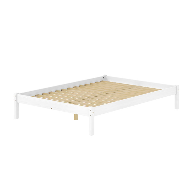 Lit en bois massif Moneeb, Double, Blanc