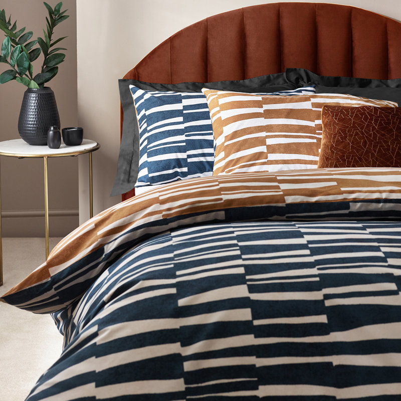 Aprea Cotton Abstract Duvet Cover Set with Pillowcases Included, Super King - 2 Standard Pillowcases