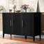 Armoire de rangement moderne à trois portes Verdiva avec poignées en métal et panneau de fibres à densité moyenne durable-117061446