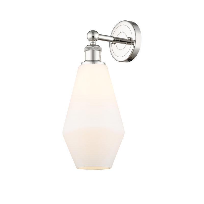 Amylea Armed Sconce, Cased Matte White, Polished Nickel