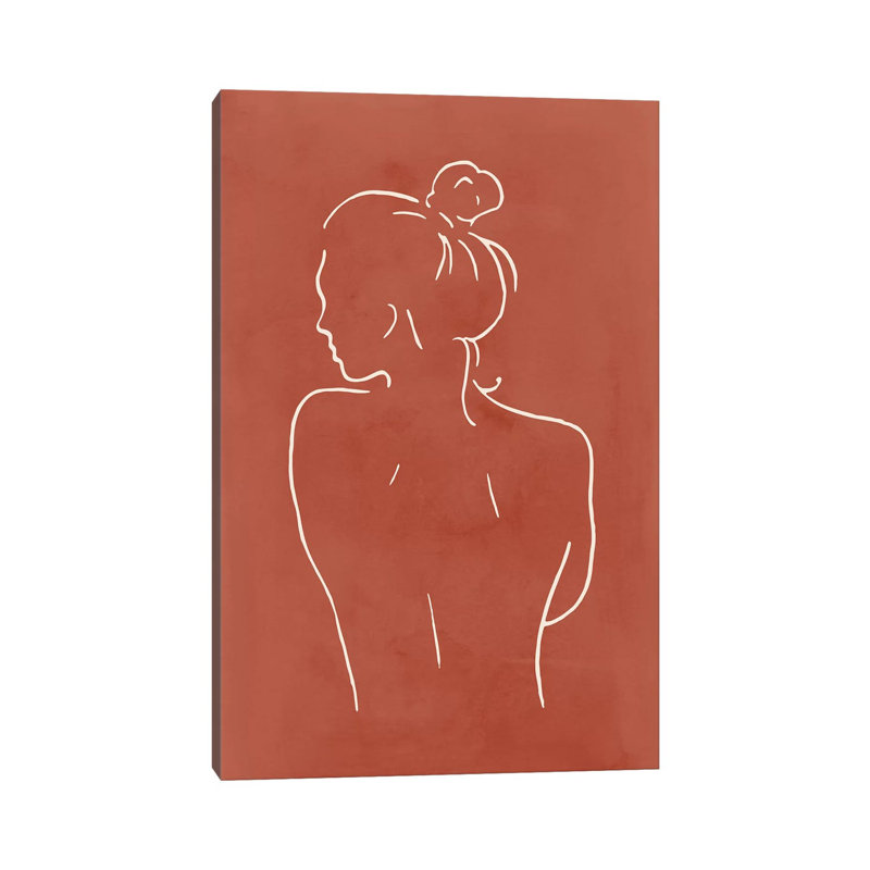 Female Body Sketch - Terracotta - Wrapped Canvas Print, 30.48cm H x 20.32cm W x 1.91cm D