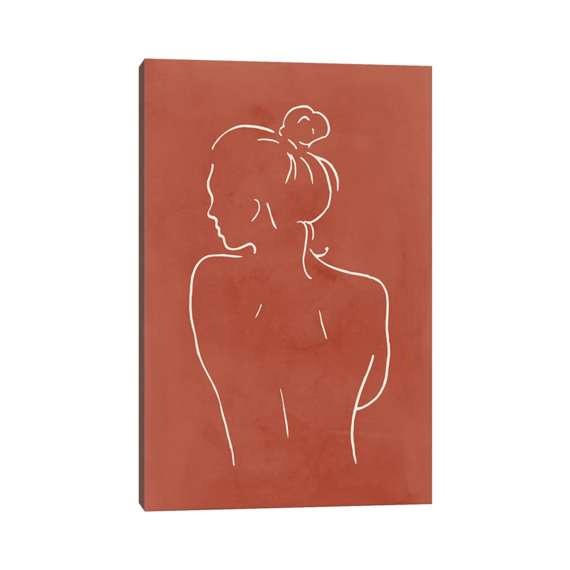 Female Body Sketch - Terracotta 1 Piece Wrapped Canvas Wall Art, 66.04 cm H x 45.72 cm W