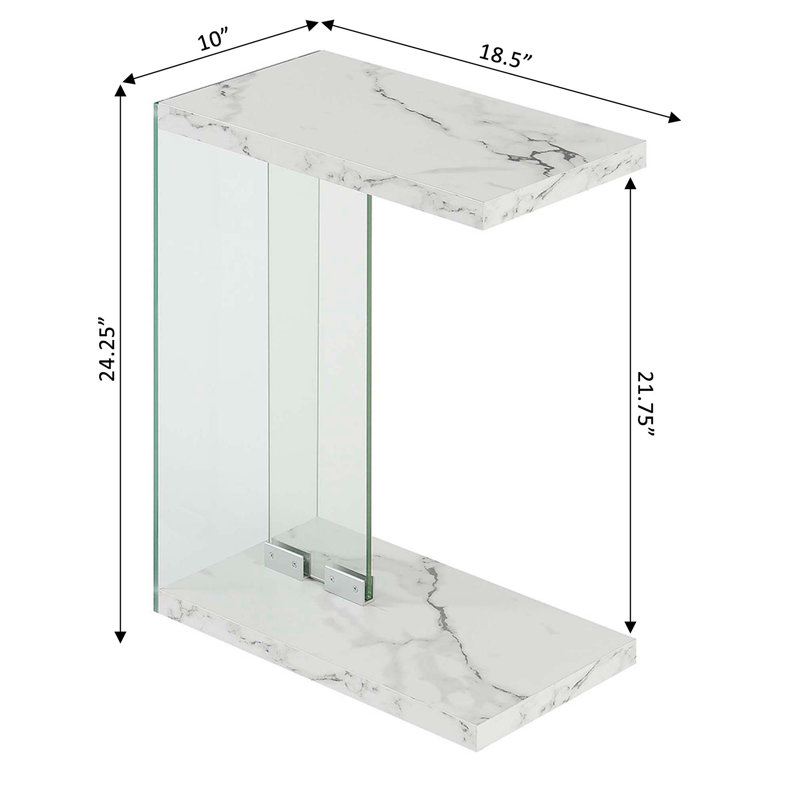 Allegonda 24.25" Tall C End Table, White Faux Marble