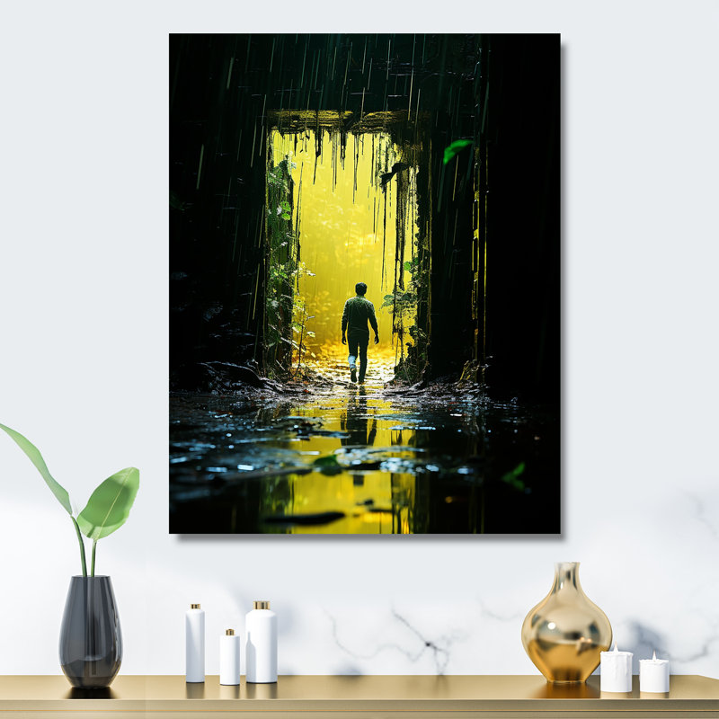 Flore mystique marchant vers la forêt mystique II - Paysage abstrait, H 40 po x l 30 po x P 1,5 po
