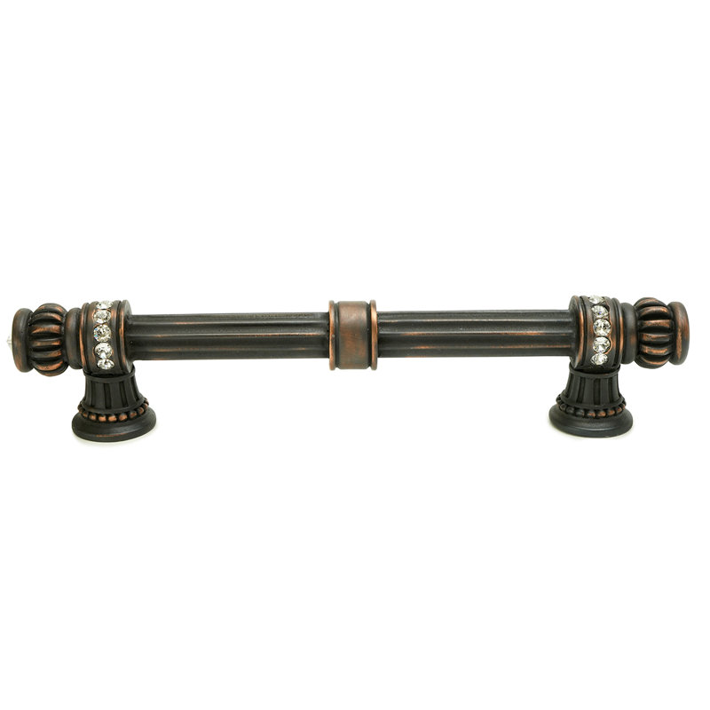 Cache large double crystal 8 inch center to center pull with swarovski crystals in finish Chalice, 5", Oil Rubbed Bronze