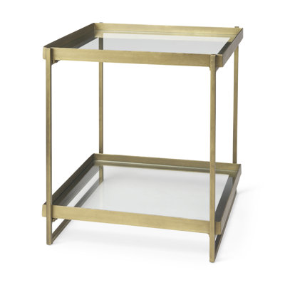 Table de bout en verre avec rangement
