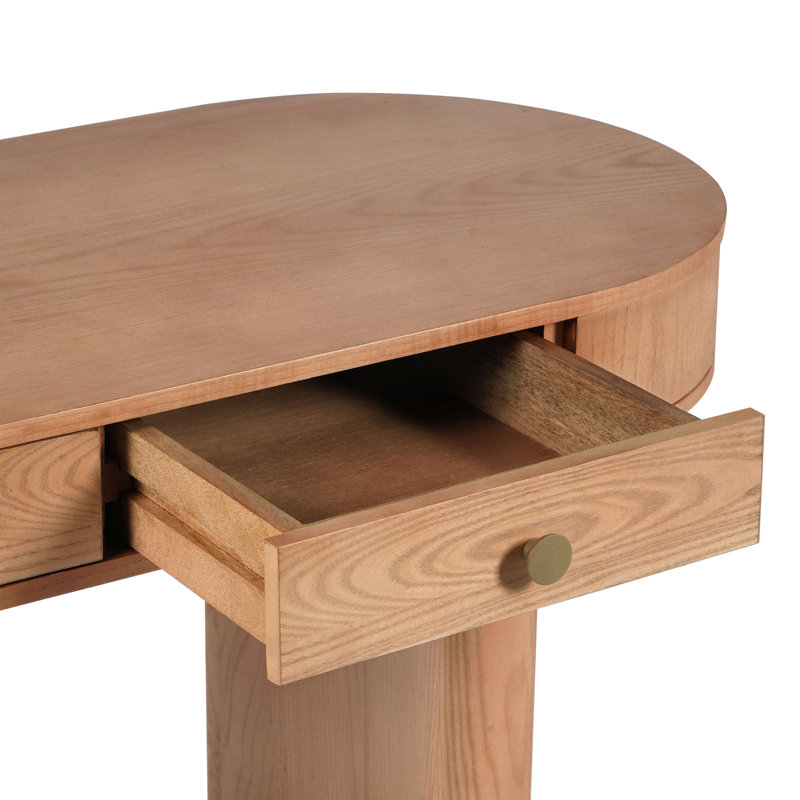 Bureau ovale en bois 2 tiroirs Gialana