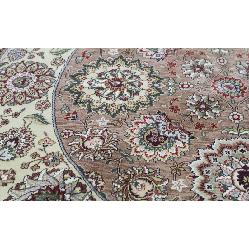 Tapis brun et doré de haute qualité noué à la main