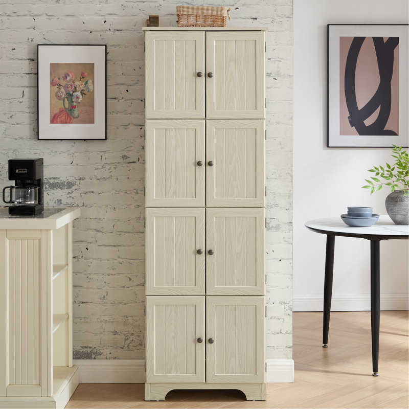 72.4" Tall Storage Cabinet Tall Storage Cabinet With 8 Doors And 4 Shelves ,Bookshelf Living Room, Kitchen, Dining Room, Office  Freestanding Storage Cabinet