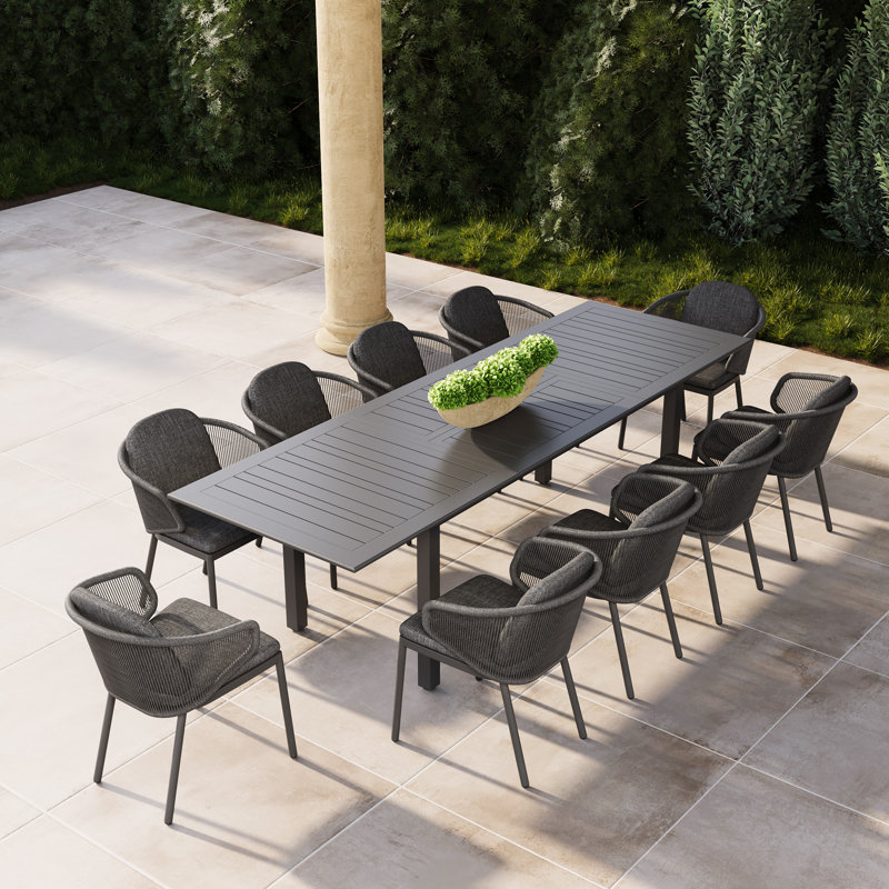 10-Person Extendable Patio Dining Set with Cushions